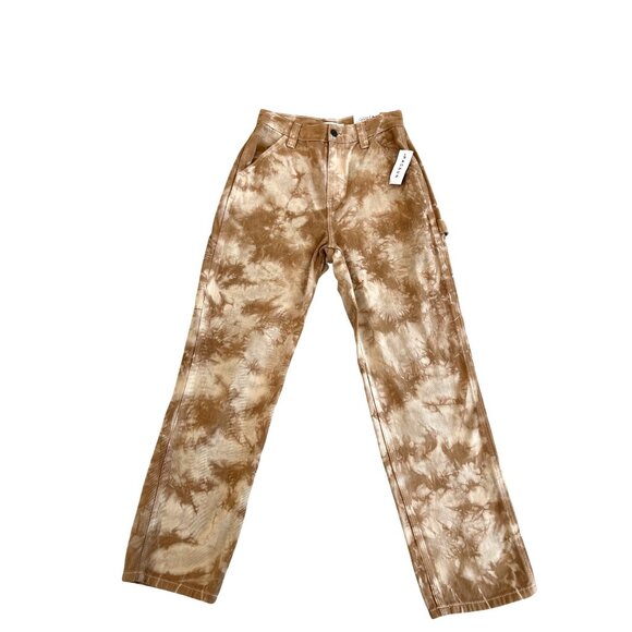 PAC SUN~ Women’s Tie-Dye Carpenter Pants Brown High-Waist Straight Leg Casual - Picture 5 of 16